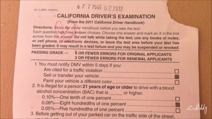 Dmv written test cheat sheet california