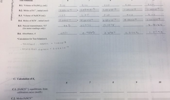 Experiment 34 an equilibrium constant