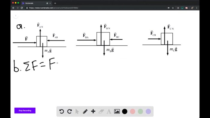 Three blocks on a frictionless horizontal surface