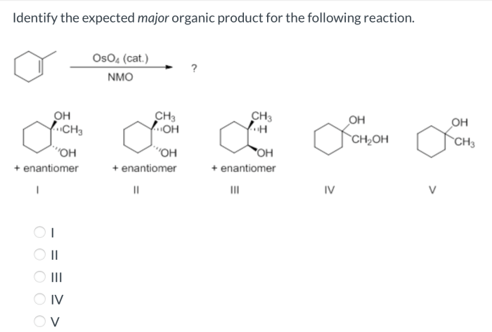 Identify the expected major organic product of the following reaction